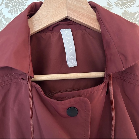 Athleta Arcadia Jacket Burgundy XXS Adjustable Waist & Cuffs | Sold Out - Picture 2 of 7